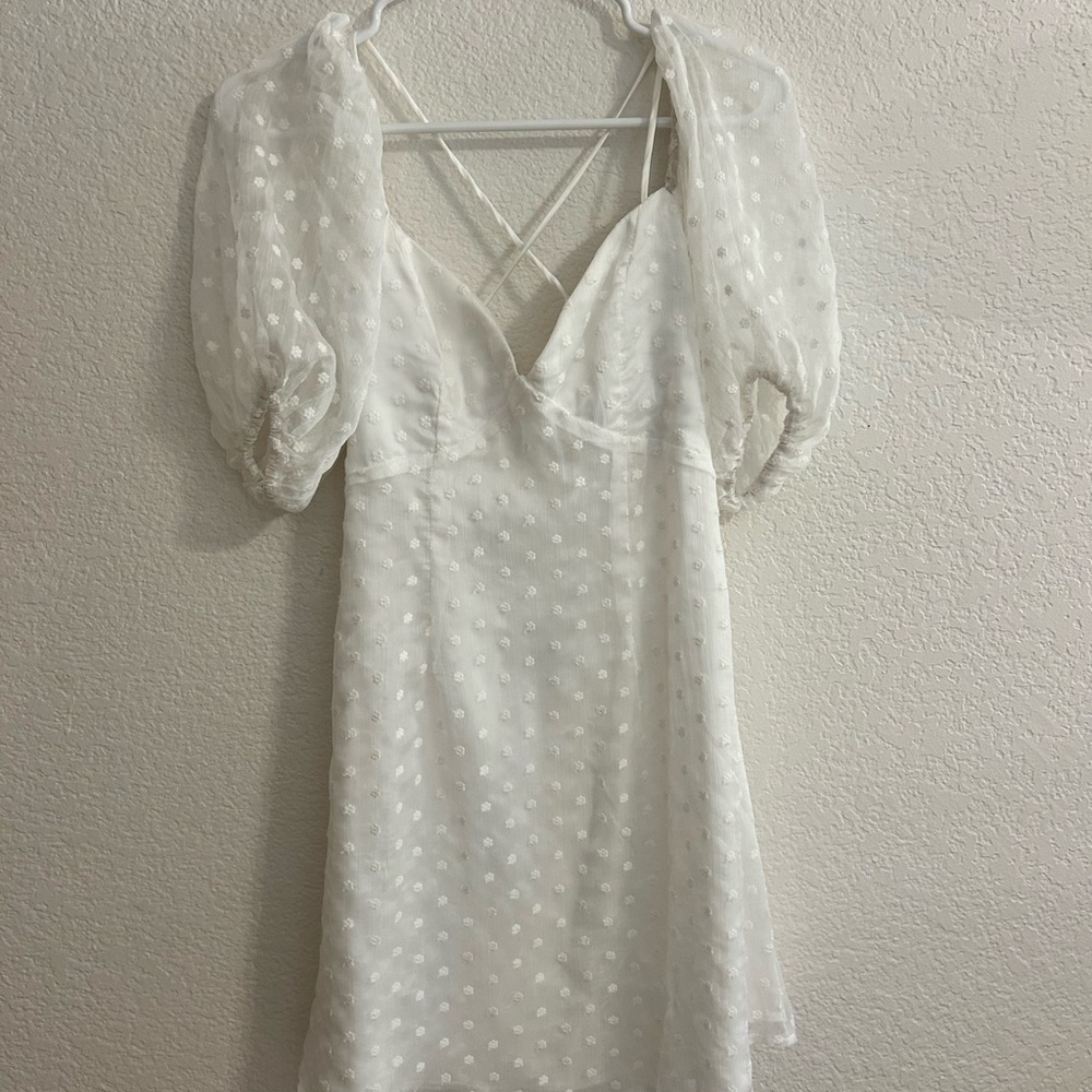White polka dot mini dress